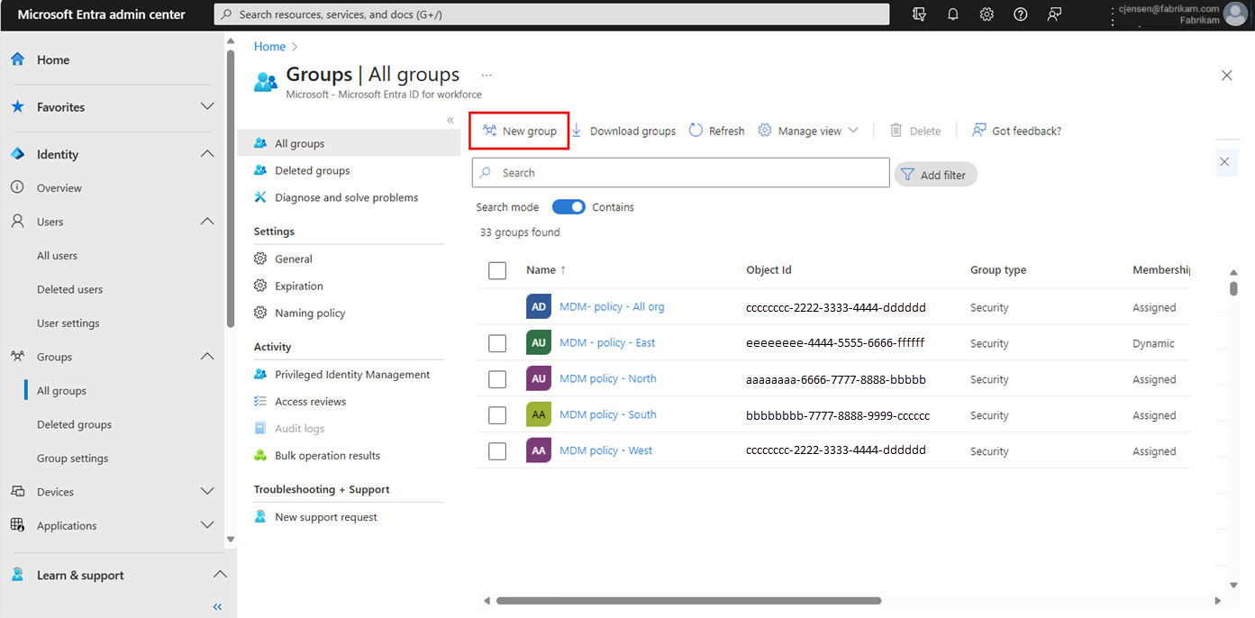 Create Groups in Entra ID